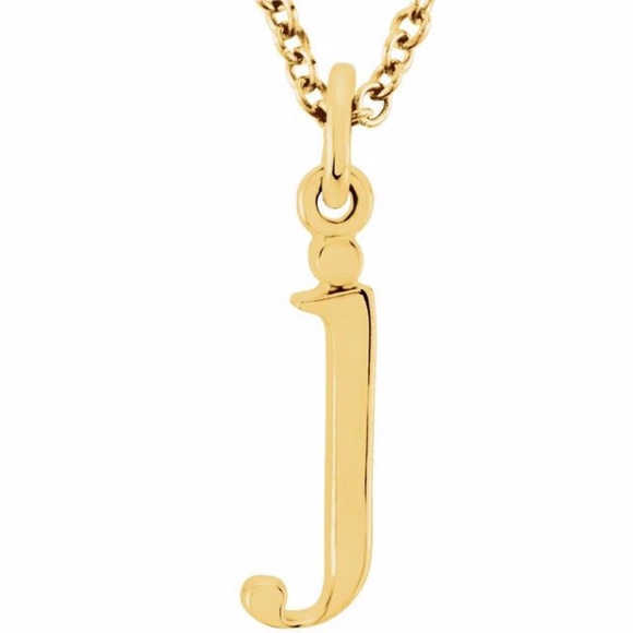 14k Gold Lowercase Initial 'j' Necklace - Picture 1 of 3